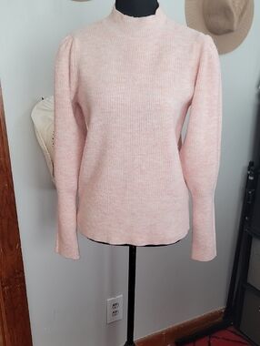 LOFT Blush Pink Ribbed Mock Neck Sweater